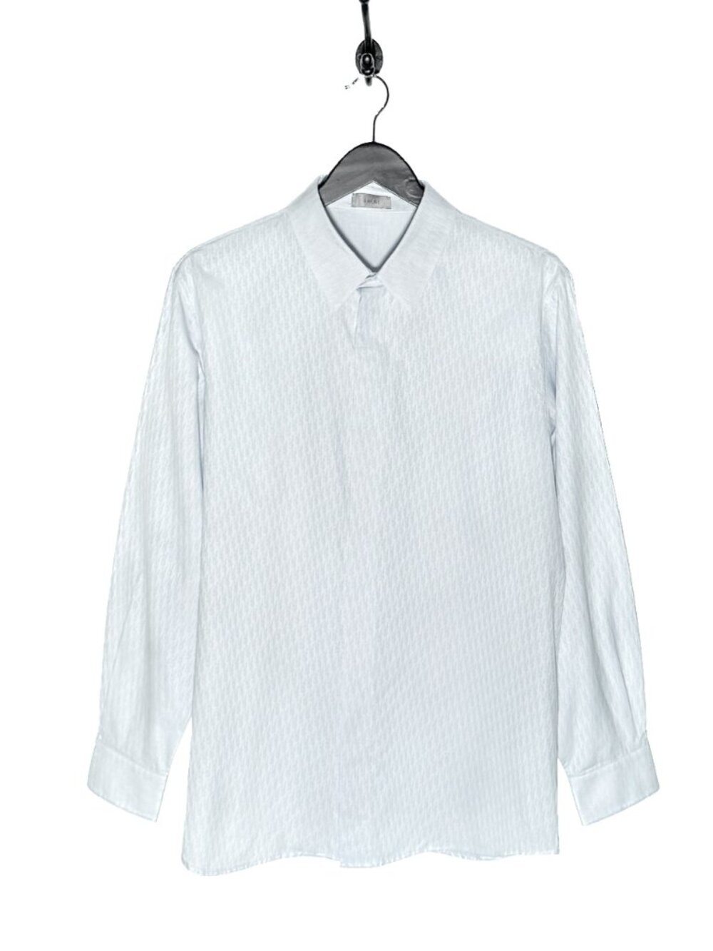 Dior Light Blue Tonal Oblique Jacquard Cotton Dress Shirt